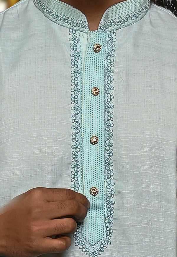 HAMSAFAR Men’s Light Sky Blue Cotton Casual Kurta