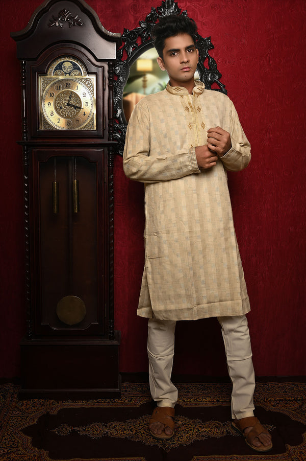 HAMSAFAR Men’s Tussar Cotton Casual Kurta