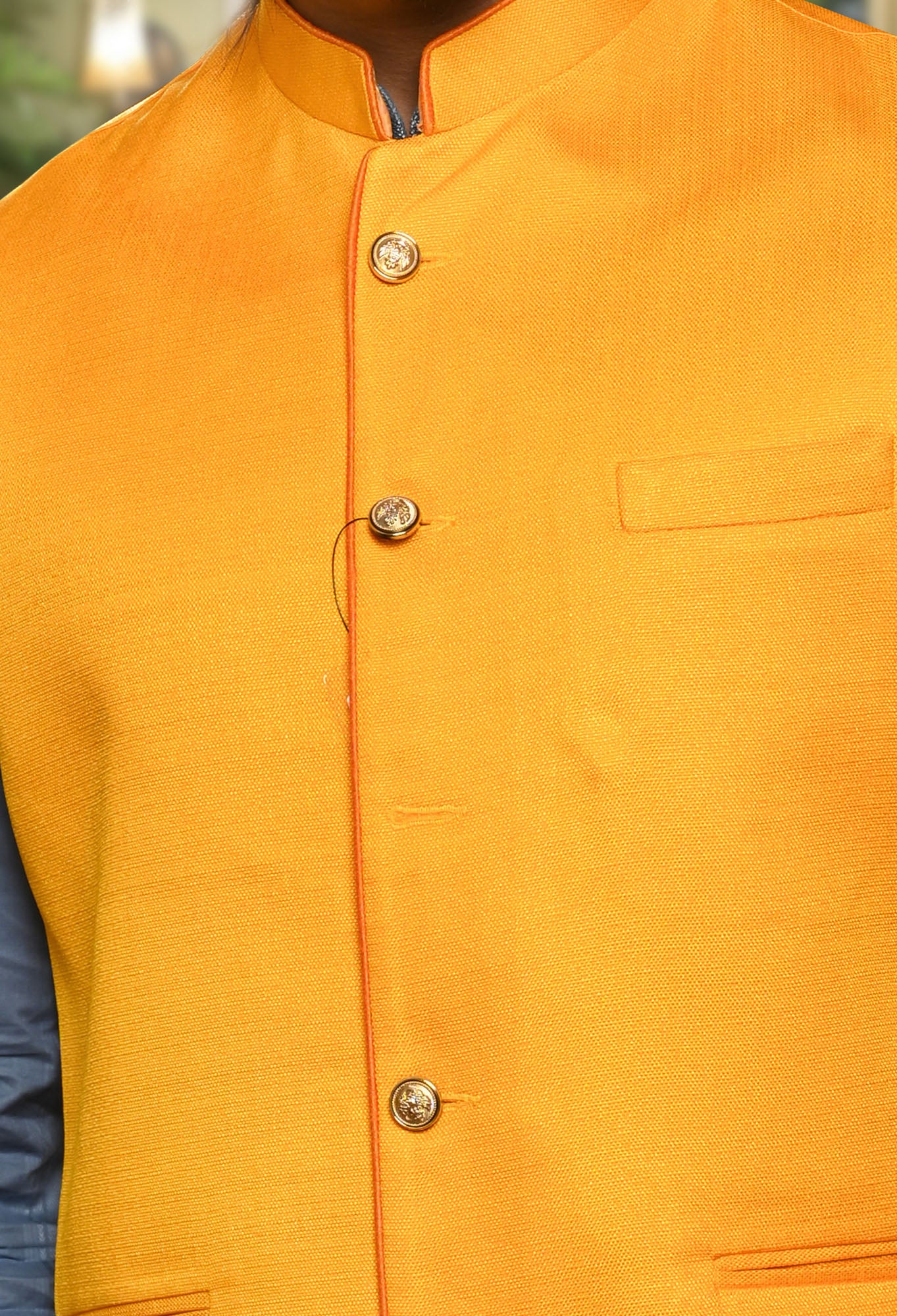 HAMSAFAR Men’s Yellow Jute Look Nehru Jacket