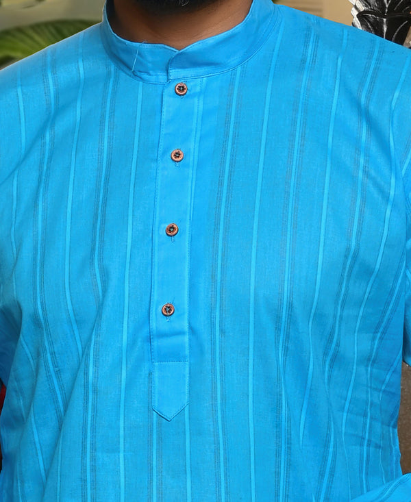 HAMSAFAR Men’s Blue Cotton Casual Kurta