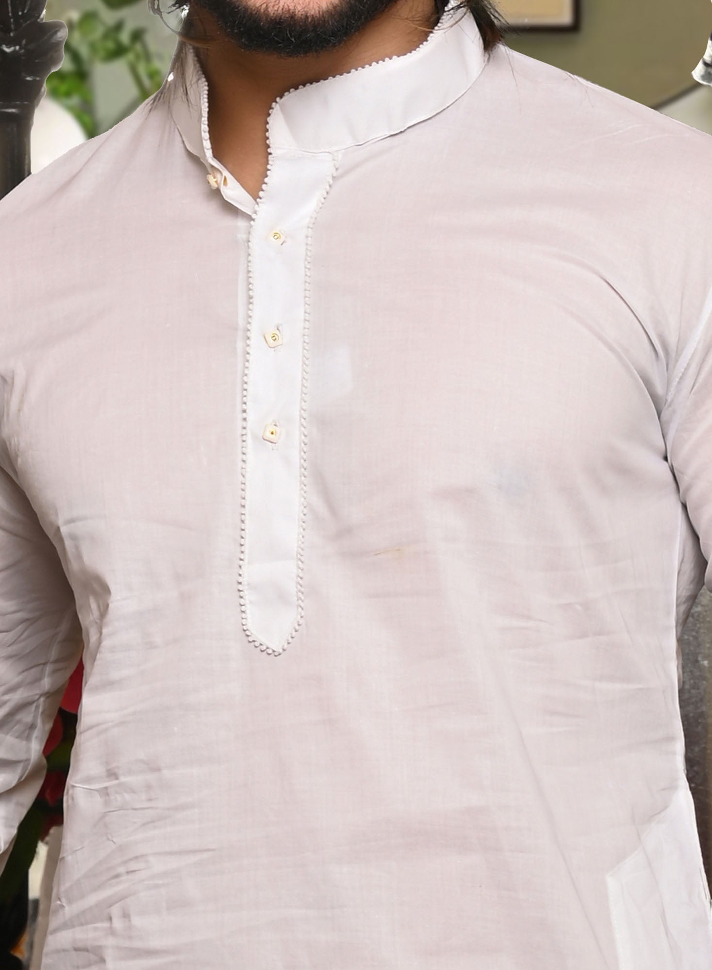 HAMSAFAR Men’s White Cotton Casual Kurta