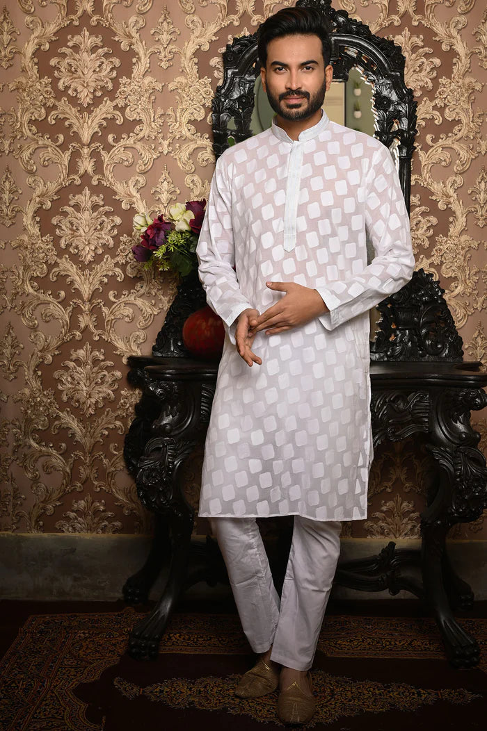 HAMSAFAR Men s White Cotton Premium Luxury Kurta Hamsafar Emporium