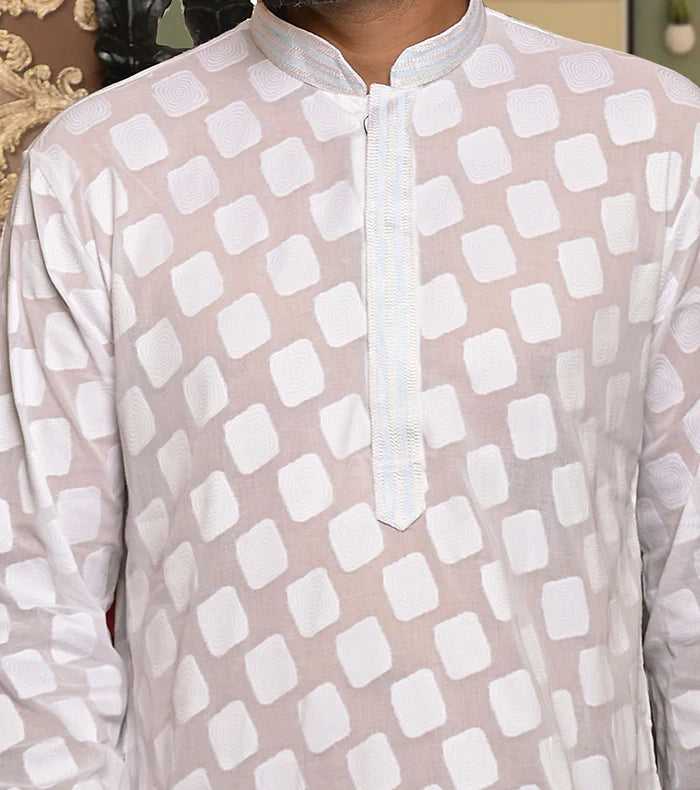 HAMSAFAR Men’s White Cotton Premium Luxury Party Wear Kurta