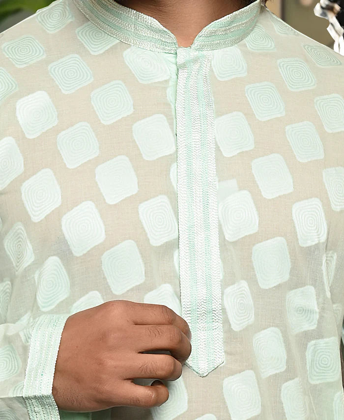 HAMSAFAR Men’s Sea Green Cotton Premium Luxury Kurta