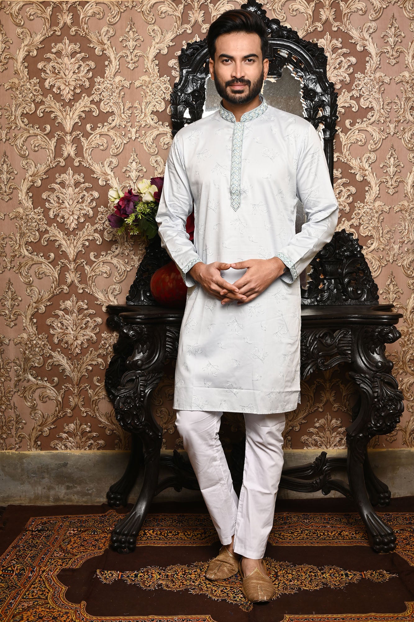 HAMSAFAR Men’s White Cotton Premium Casual Kurta