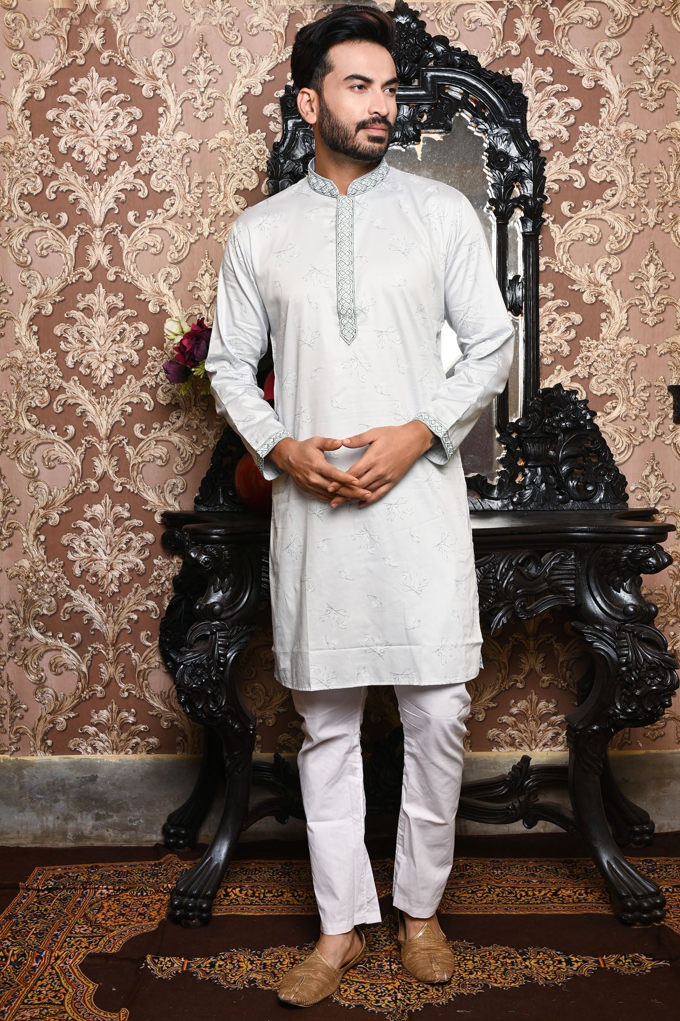 HAMSAFAR Men’s White Cotton Premium Casual Kurta