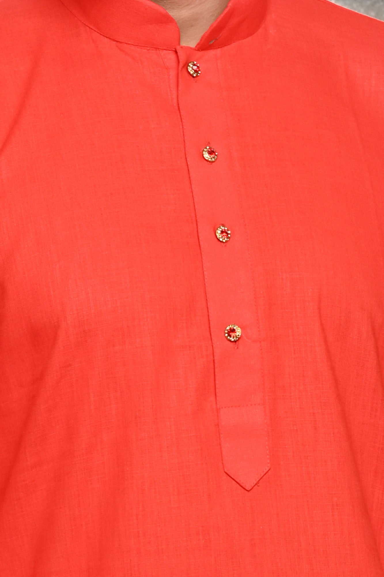 HAMSAFAR Men’s Dark Orange Linen Cotton Casual Kurta