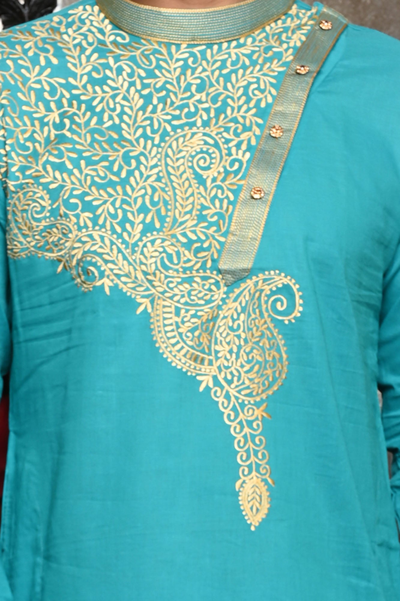 HAMSAFAR Men’s Blue Cotton Festive Wear Kurta