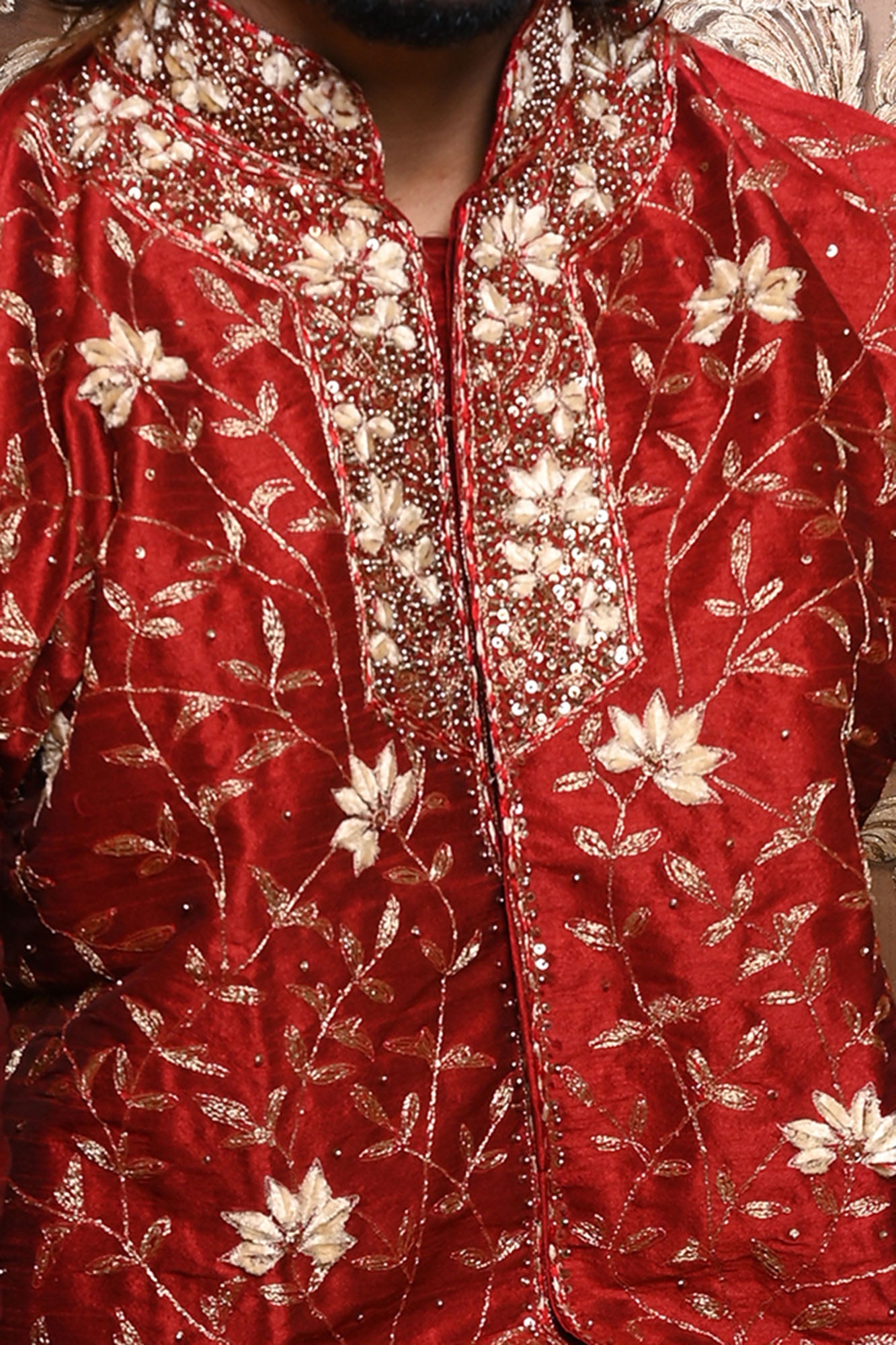 HAMSAFAR Men’s Maroon Red Dupion Premium Kurta