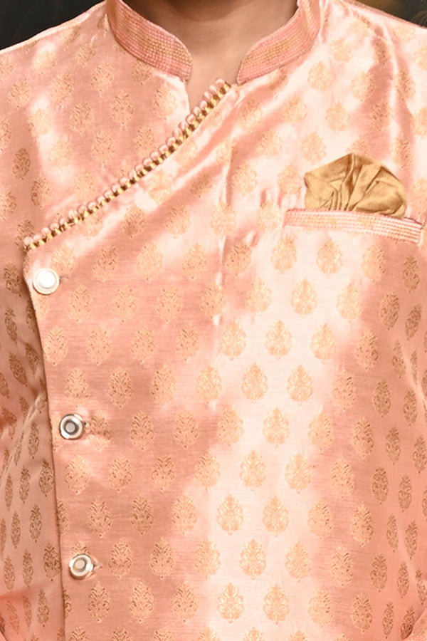 HAMSAFAR Men’s Baby Pink Designer Wear Sherwani Kurta