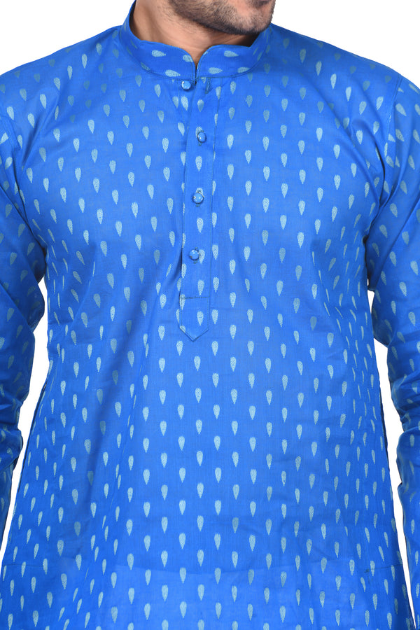 HAMSAFAR Men’s Blue Cotton Casual Kurta