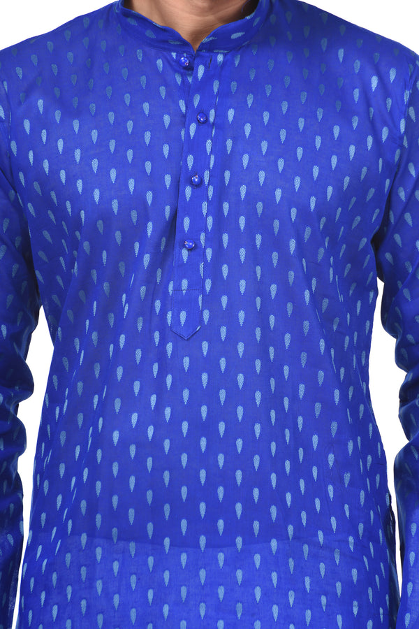 HAMSAFAR Men’s Royal Blue Cotton Casual Kurta