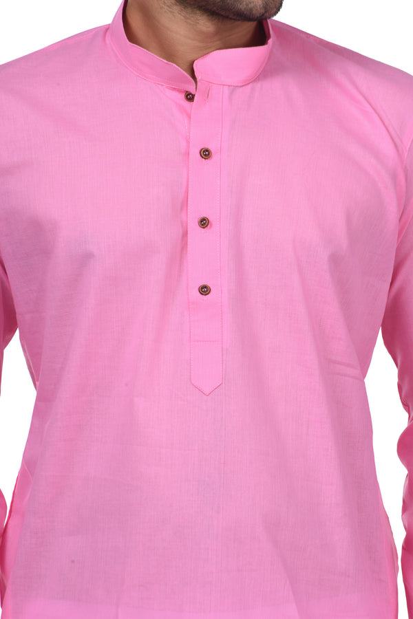 HAMSAFAR Men’s Pink Cotton Casual Kurta