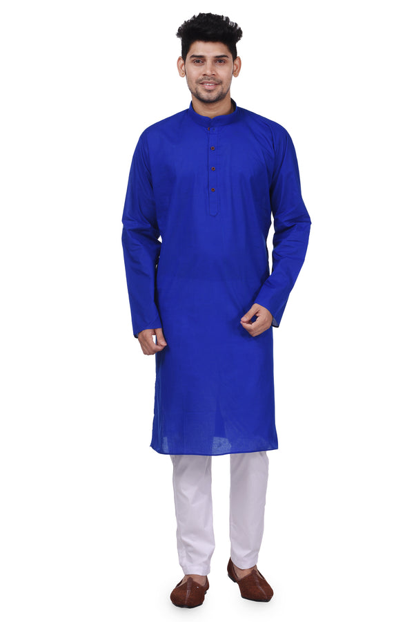 HAMSAFAR Men’s Navy Blue Cotton Casual Kurta