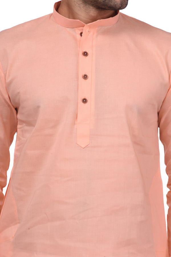 HAMSAFAR Men’s Light Pink Cotton Casual Kurta