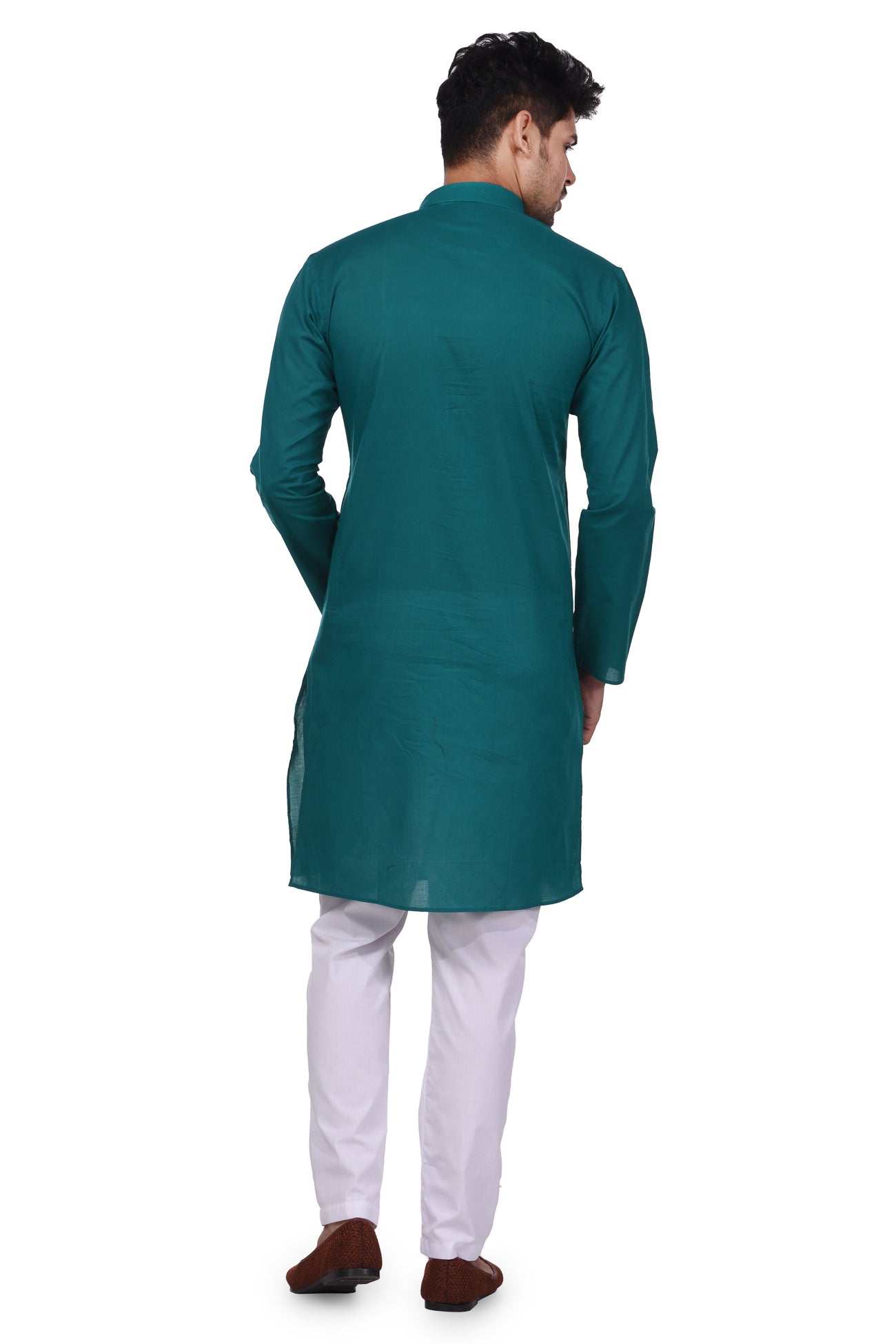 HAMSAFAR Men’s Teal Green Cotton Casual Kurta