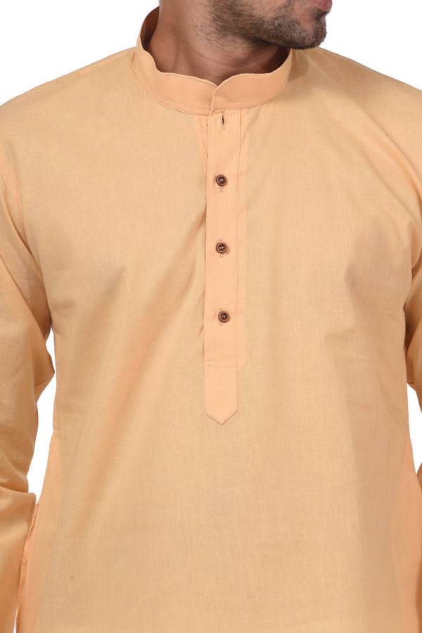 HAMSAFAR Men’s Cream Cotton Casual Kurta