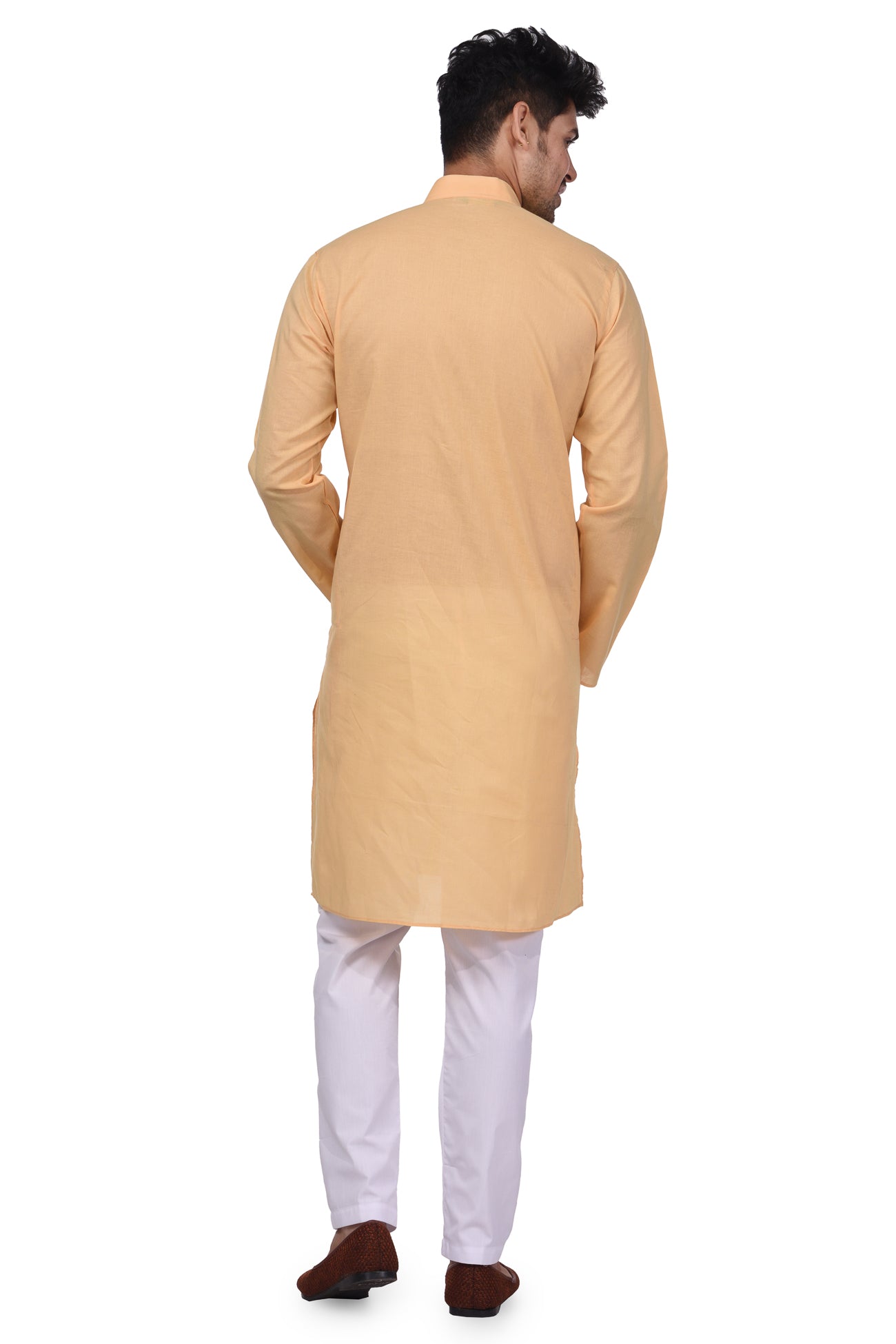 HAMSAFAR Men’s Cream Cotton Casual Kurta