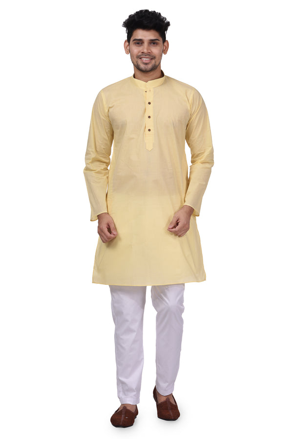 HAMSAFAR Men’s Ivory White Cotton Casual Kurta