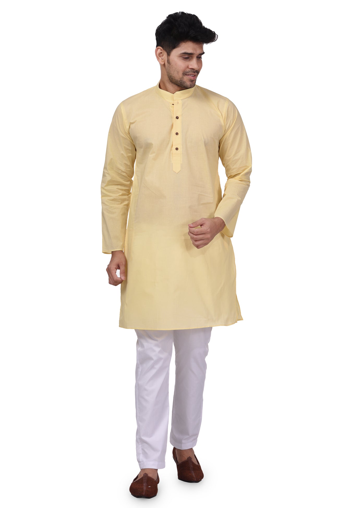 HAMSAFAR Men’s Ivory White Cotton Casual Kurta