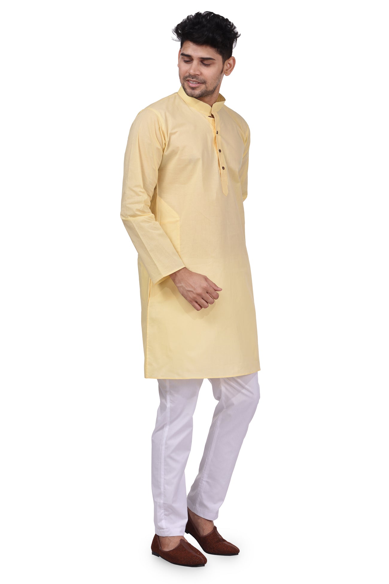 HAMSAFAR Men’s Ivory White Cotton Casual Kurta