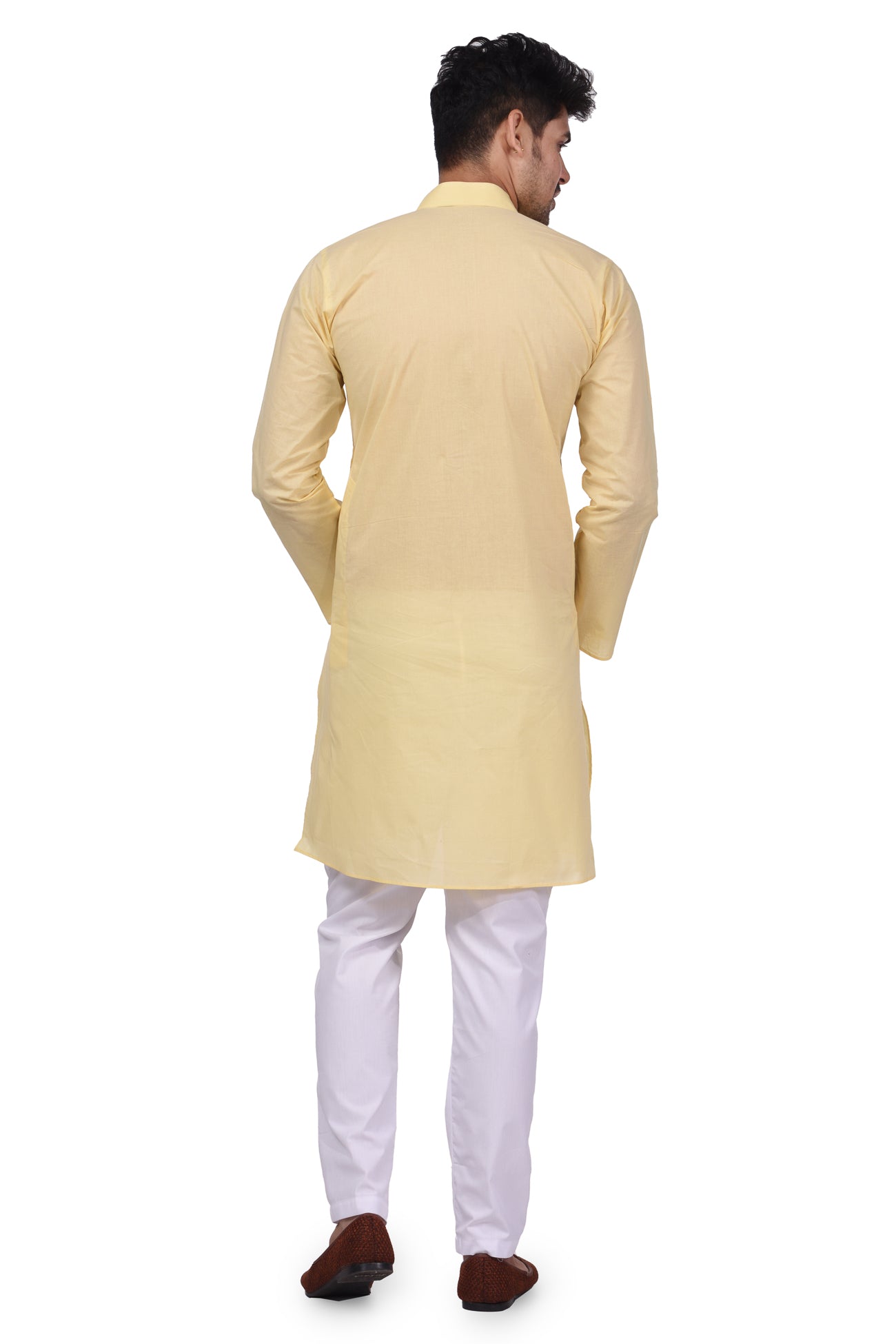 HAMSAFAR Men’s Ivory White Cotton Casual Kurta