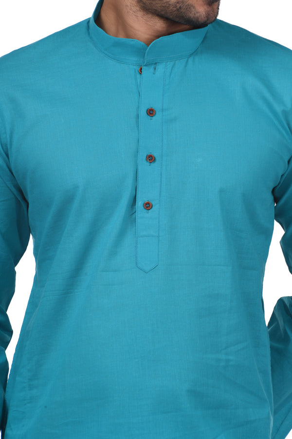 HAMSAFAR Men’s Blue Cotton Casual Kurta