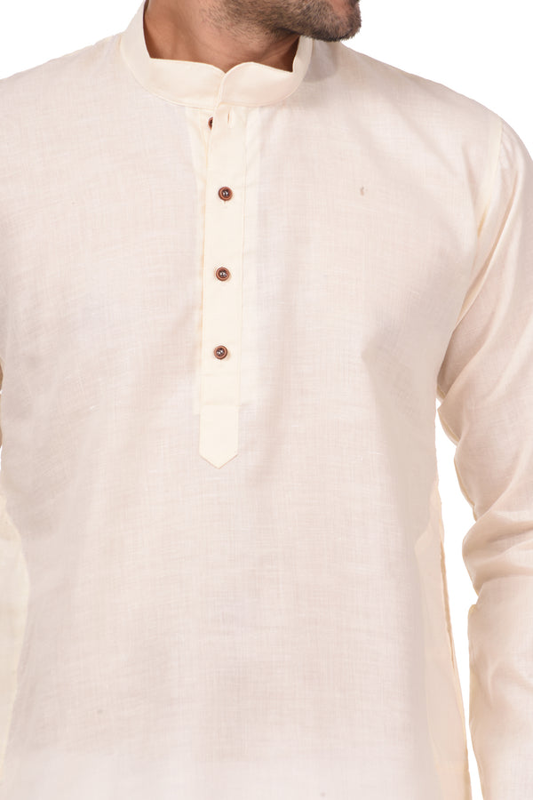 HAMSAFAR Men’s Off White Cotton Casual Kurta