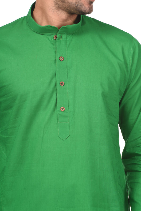 HAMSAFAR Men’s Green Cotton Casual Kurta