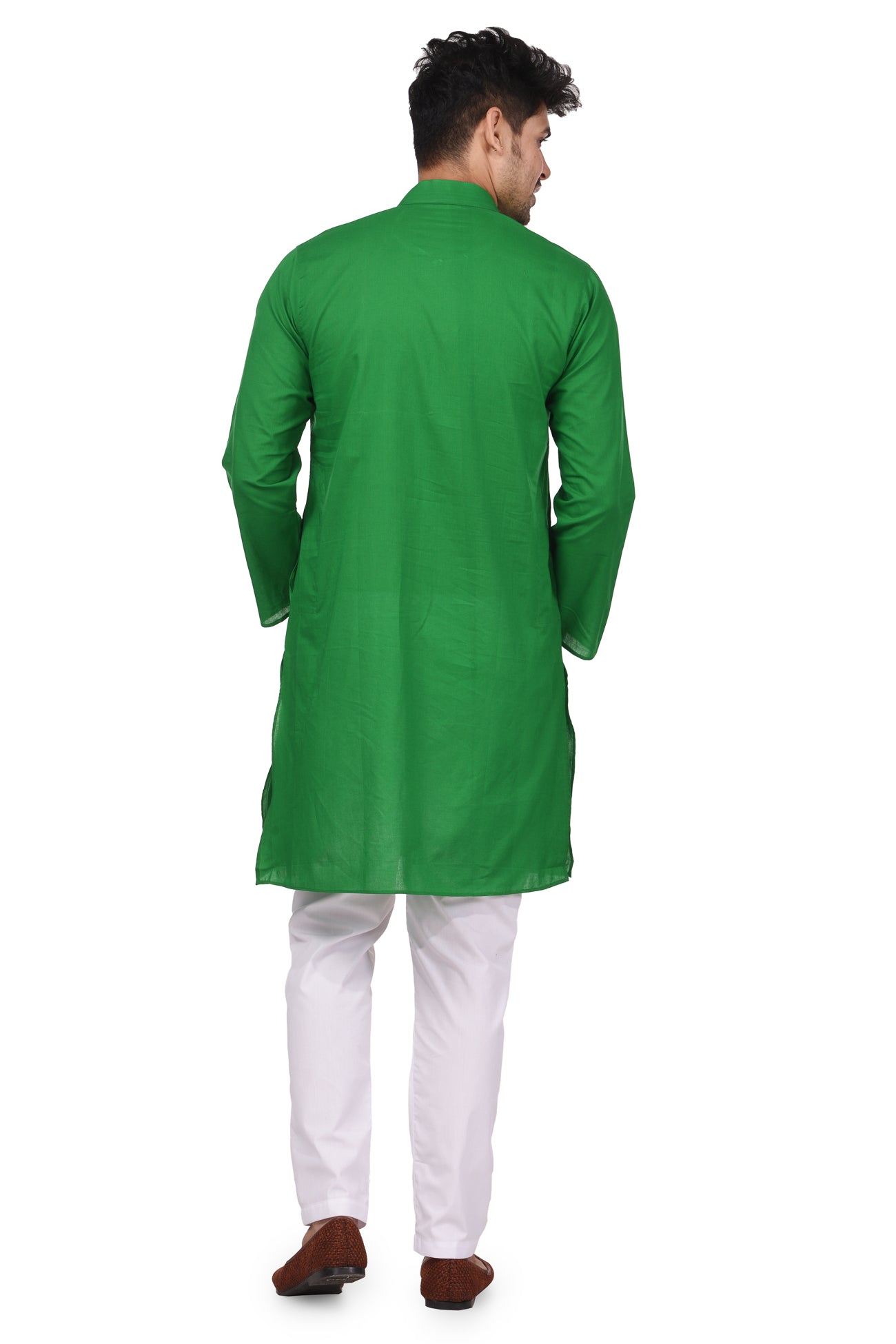 HAMSAFAR Men’s Green Cotton Casual Kurta