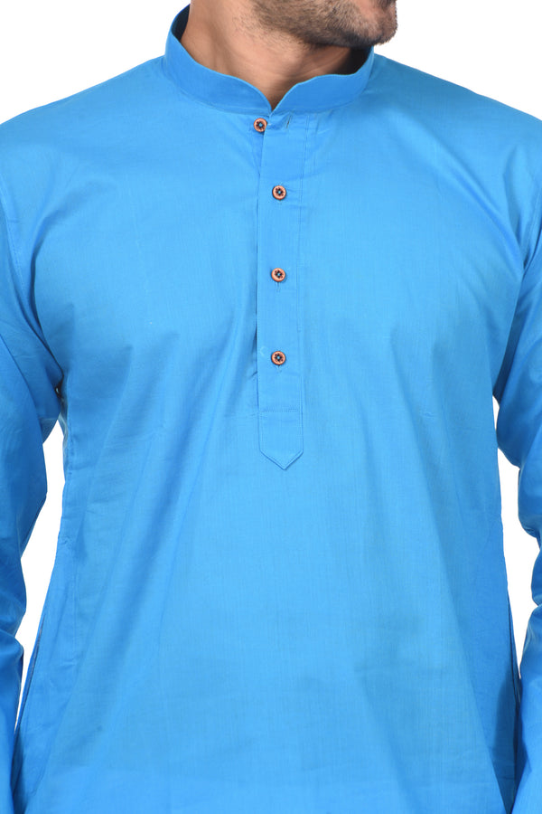 HAMSAFAR Men’s Blue Cotton Casual Kurta