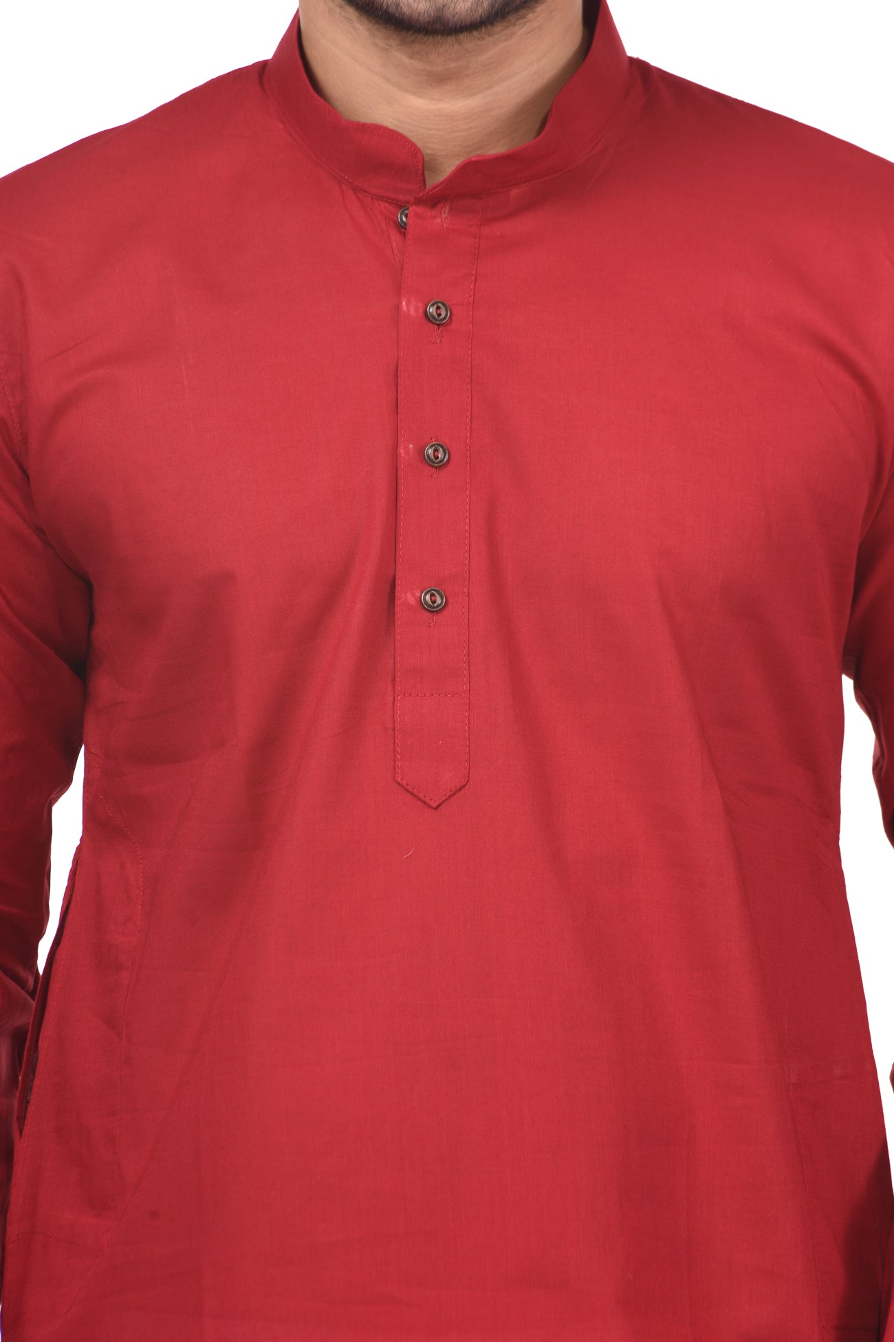 HAMSAFAR Men’s Cherry Red Cotton Casual Kurta