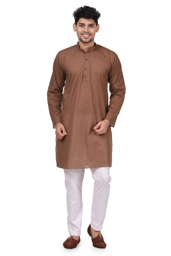 HAMSAFAR Men’s Brown Cotton Casual Kurta