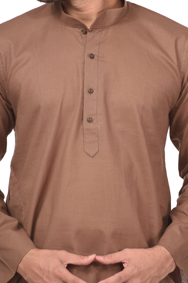 HAMSAFAR Men’s Brown Cotton Casual Kurta