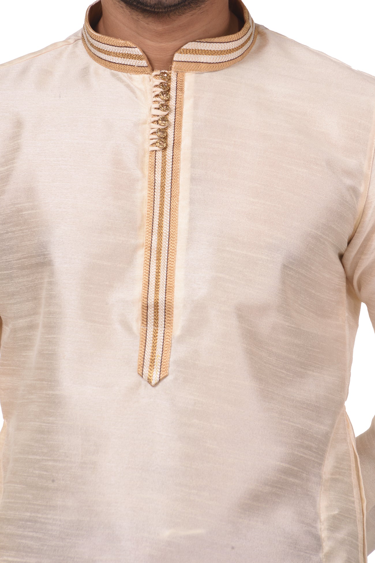 HAMSAFAR Men’s Off White Silk Casual Kurta