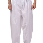 HAMSAFAR Men's White Solid Cambric Cotton Relaxed Fit Shalwar Pyjama