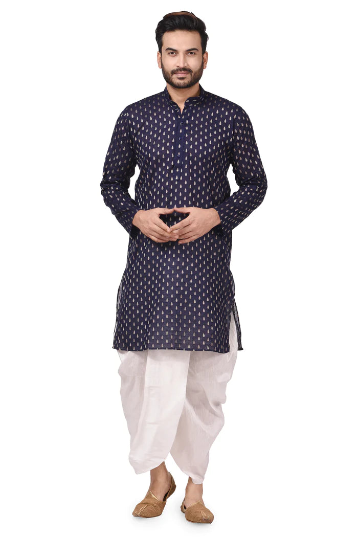 HAMSAFAR Men's White Silk Blend Traditional Dhoti