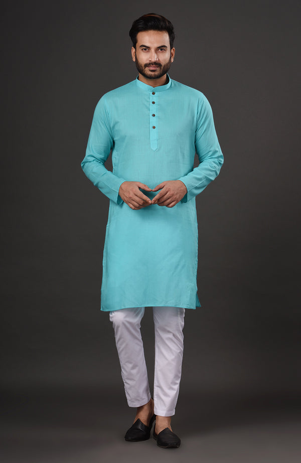 HAMSAFAR Men’s Blue Cotton Casual Kurta