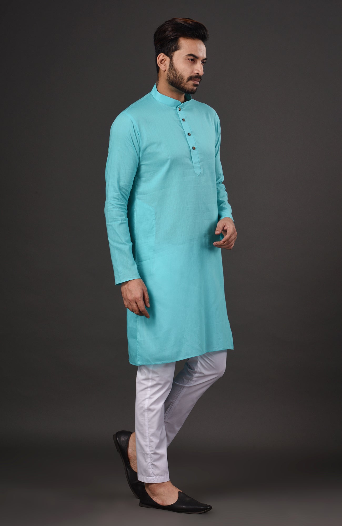 HAMSAFAR Men’s Blue Cotton Casual Kurta