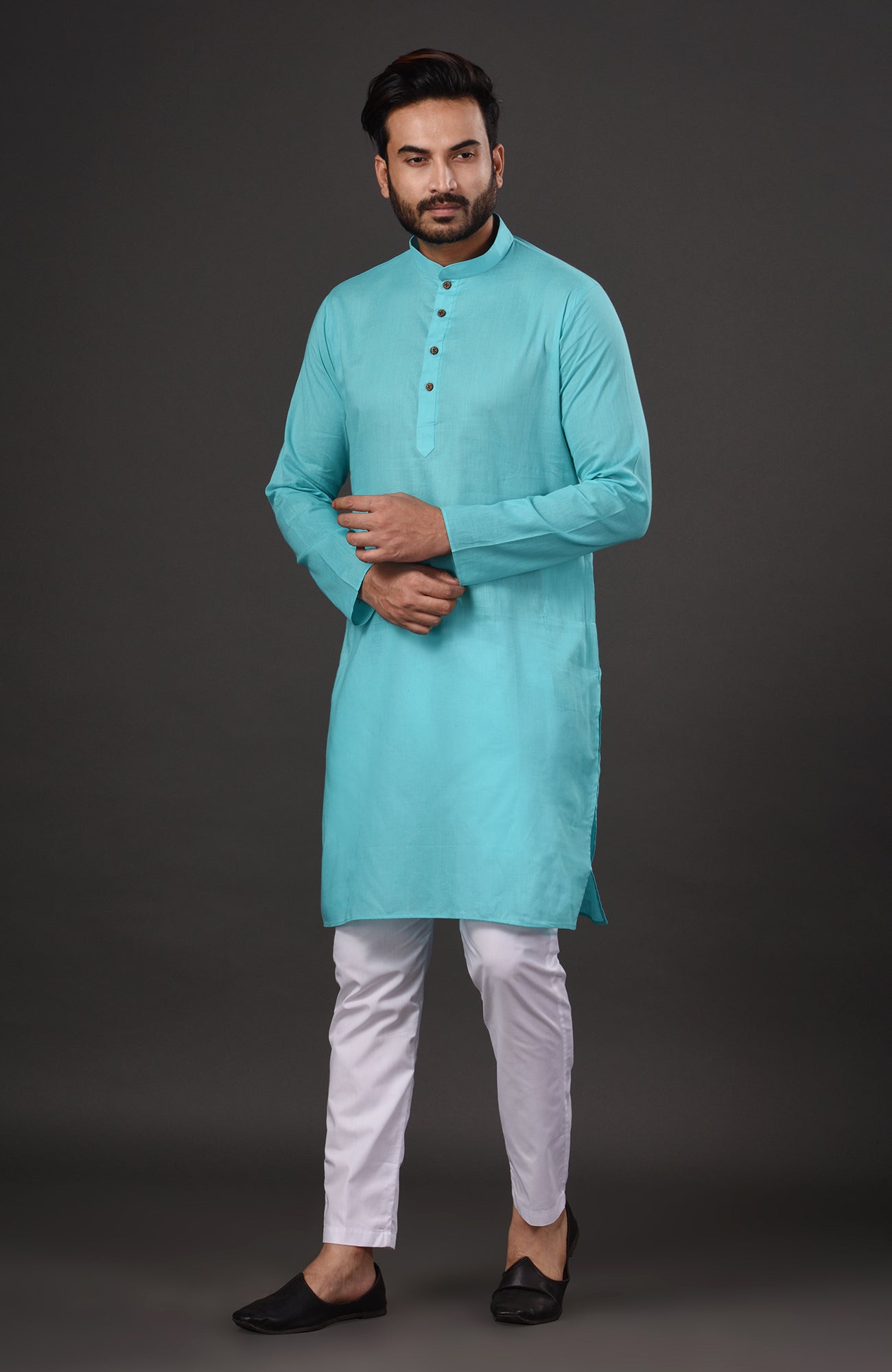 HAMSAFAR Men’s Blue Cotton Casual Kurta