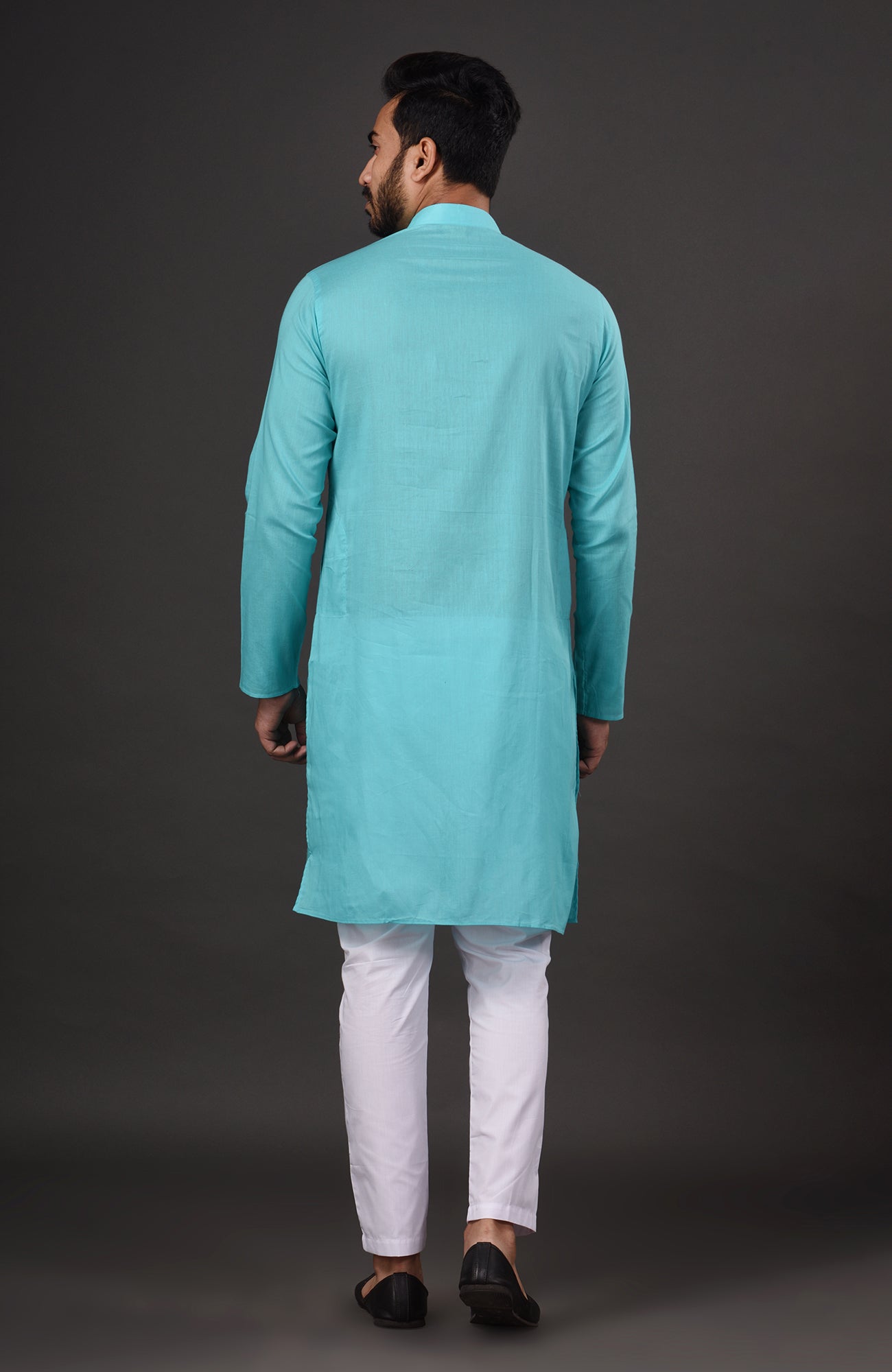 HAMSAFAR Men’s Blue Cotton Casual Kurta