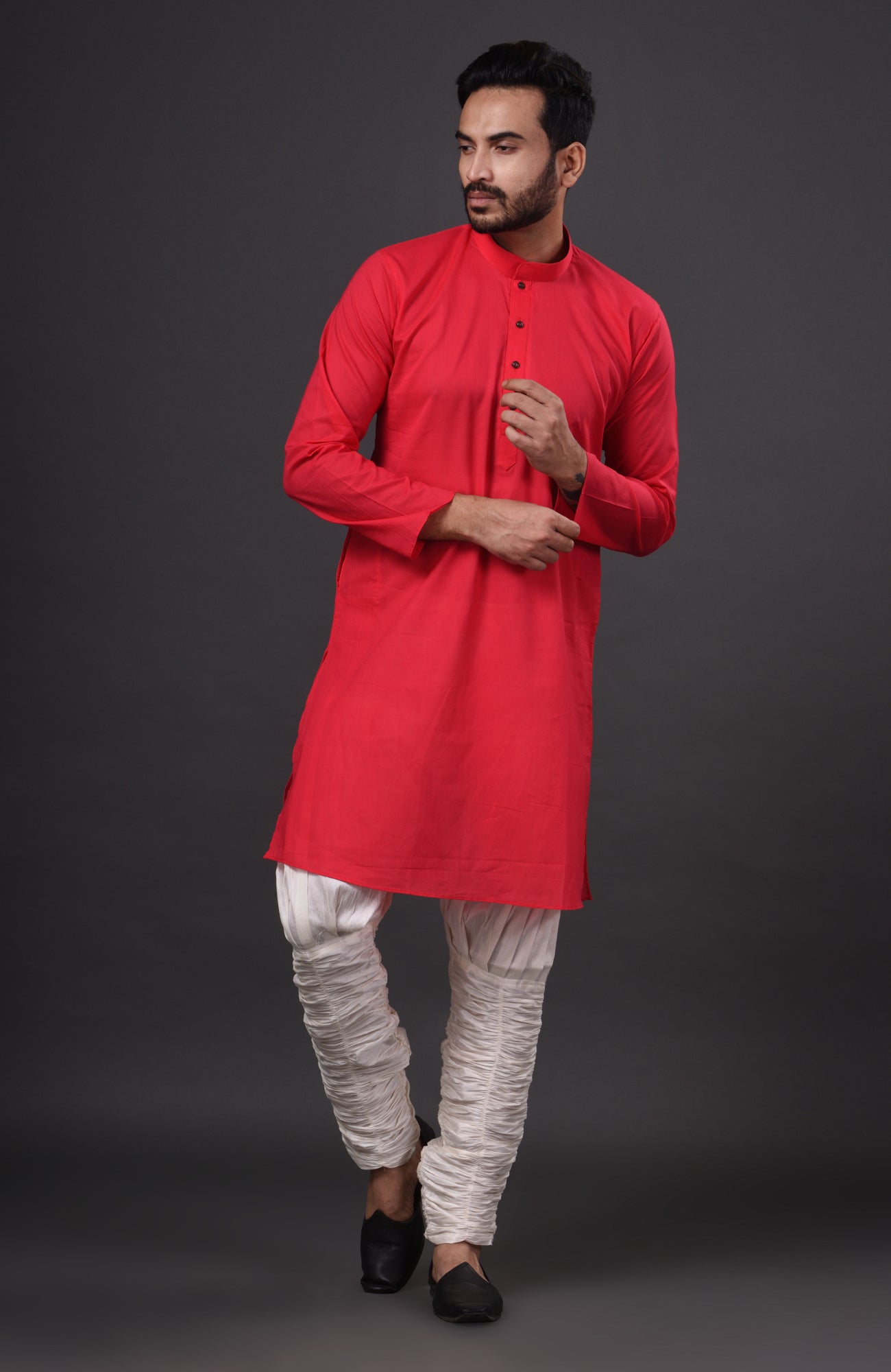 HAMSAFAR Men’s Red Cotton Casual Kurta