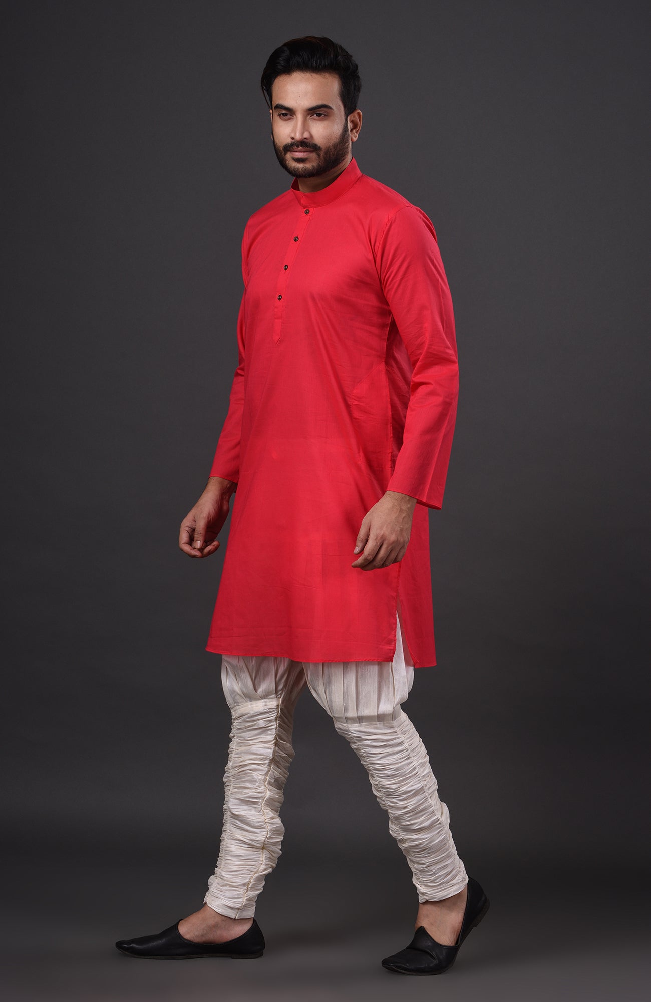 HAMSAFAR Men’s Red Cotton Casual Kurta