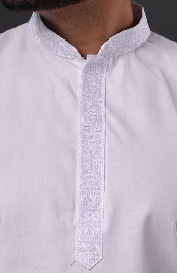 HAMSAFAR Men’s White Cotton Casual Kurta