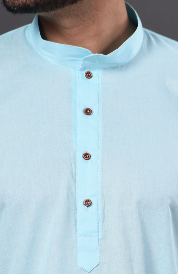 HAMSAFAR Men’s Sky Blue Cotton Casual Kurta