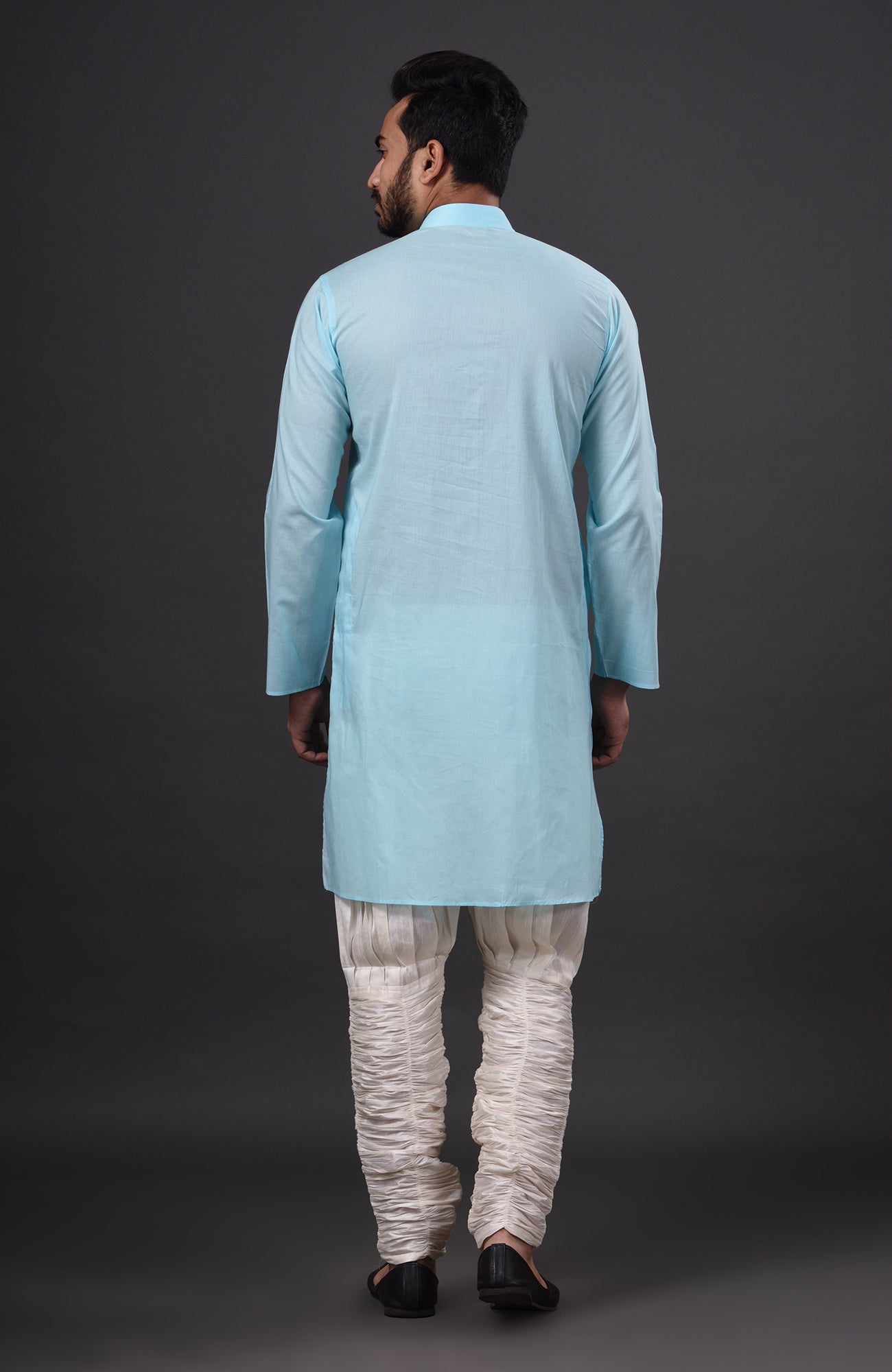HAMSAFAR Men’s Sky Blue Cotton Casual Kurta