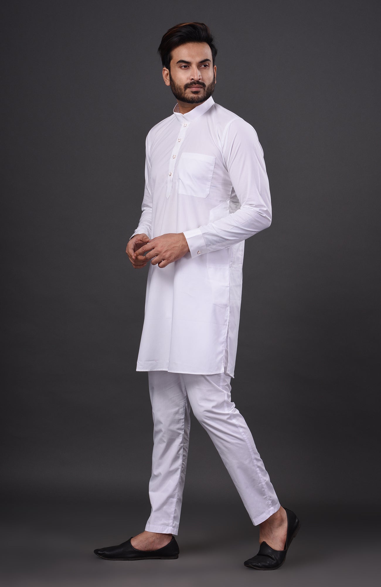 HAMSAFAR Men’s White Cotton Casual Kurta