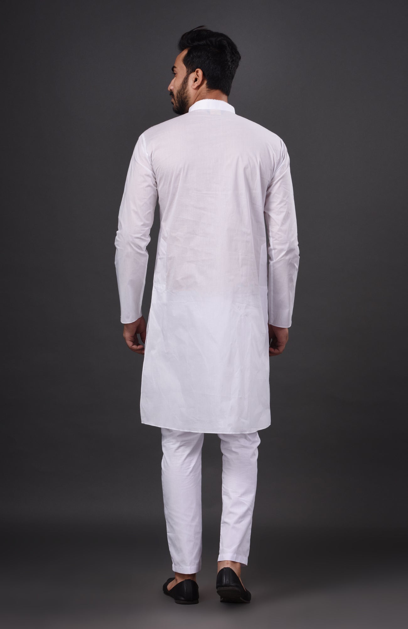 HAMSAFAR Men’s White Cotton Casual Kurta