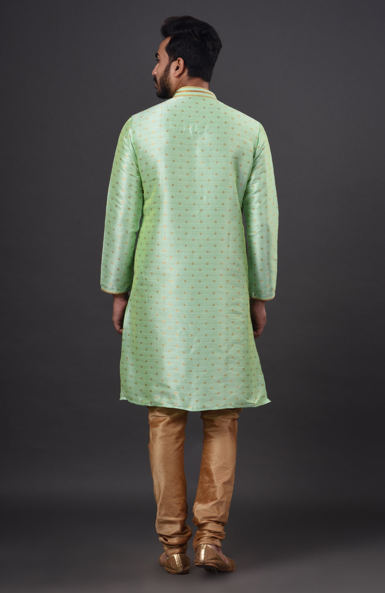 HAMSAFAR Men’s Sea Green Dupion Silk Party Wear Kurta