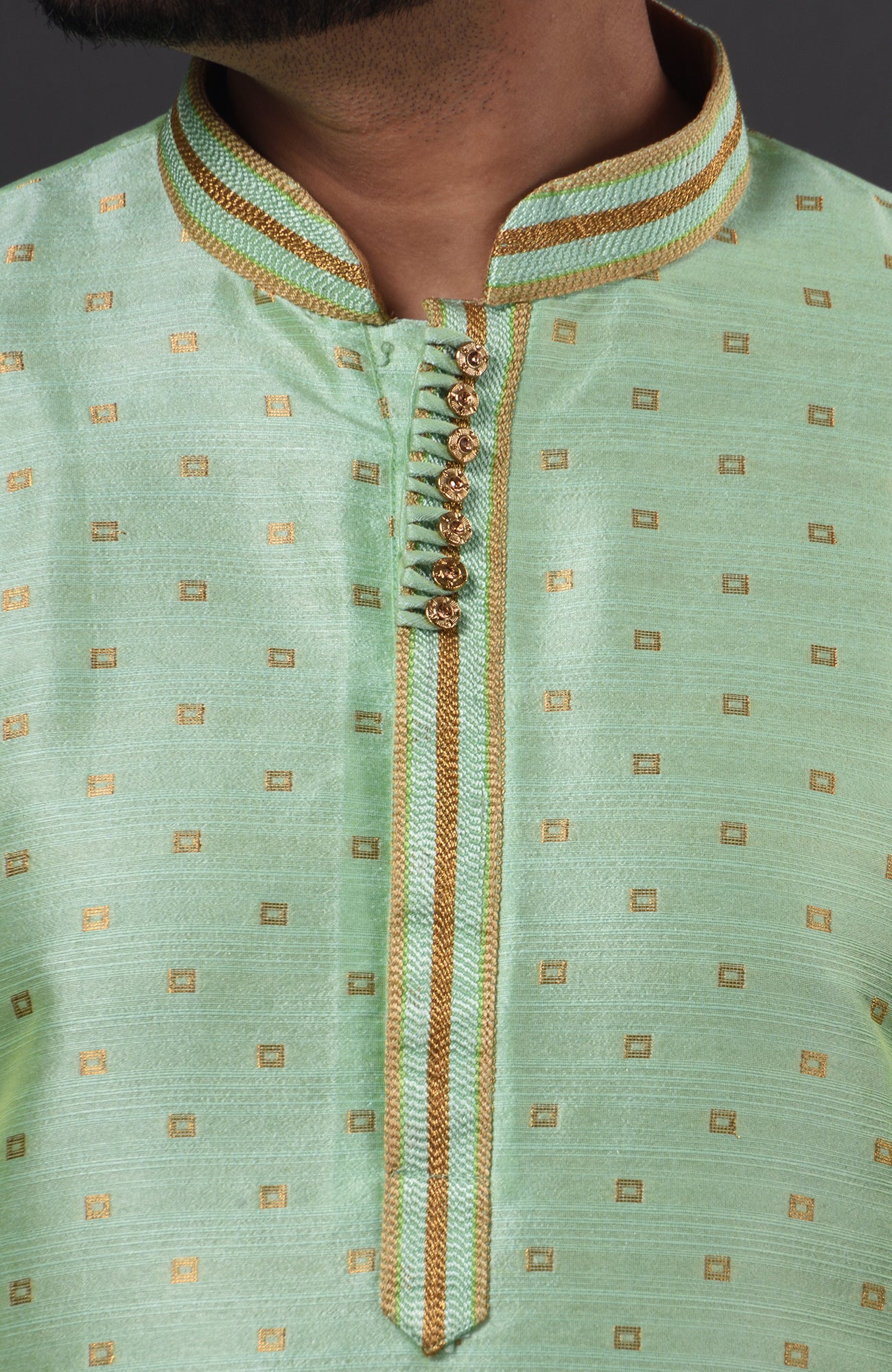 HAMSAFAR Men’s Sea Green Dupion Silk Party Wear Kurta